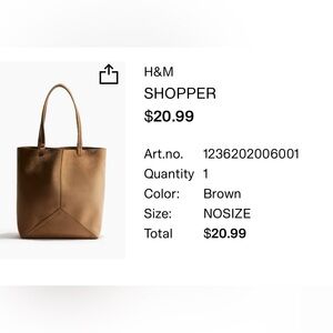 H&M Tan Tote Bag